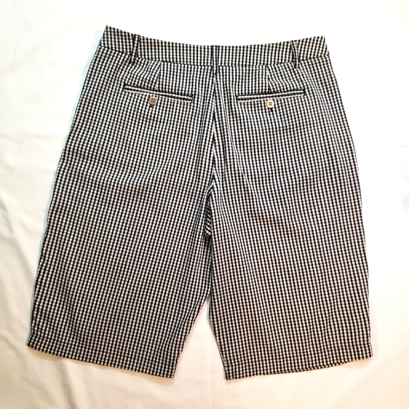 Women's black and white check Chico's casual long Bermuda shorts size 1.5 M/10 - Picture 2 of 8